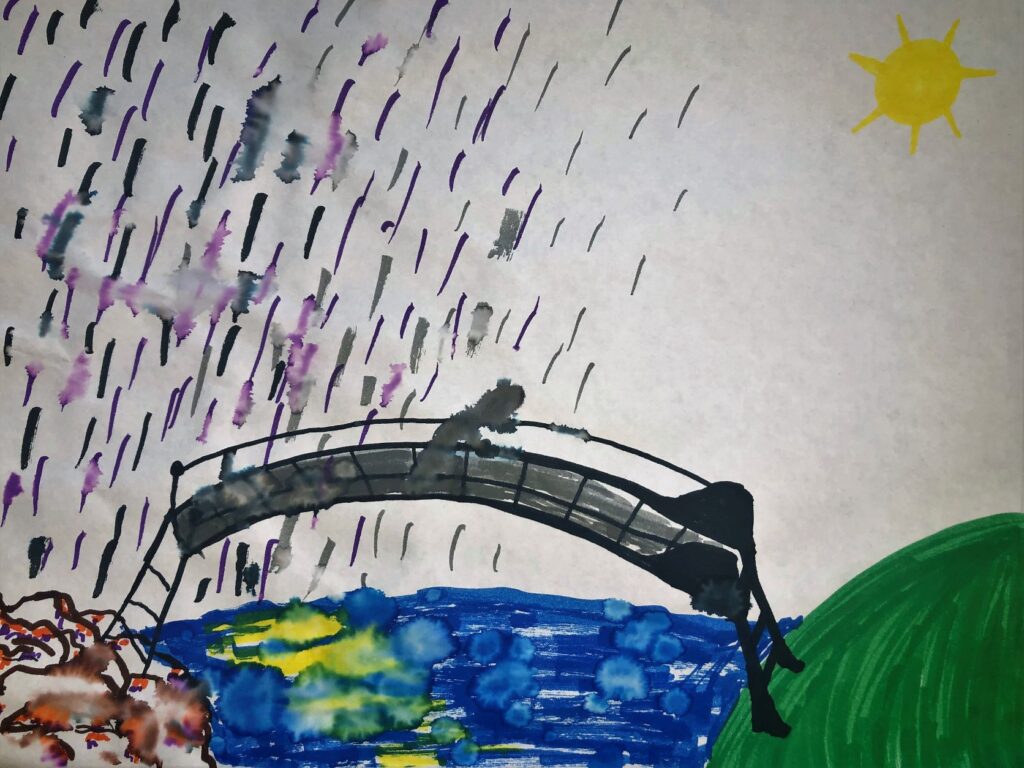 Bridge drawing art therapy activity for adults