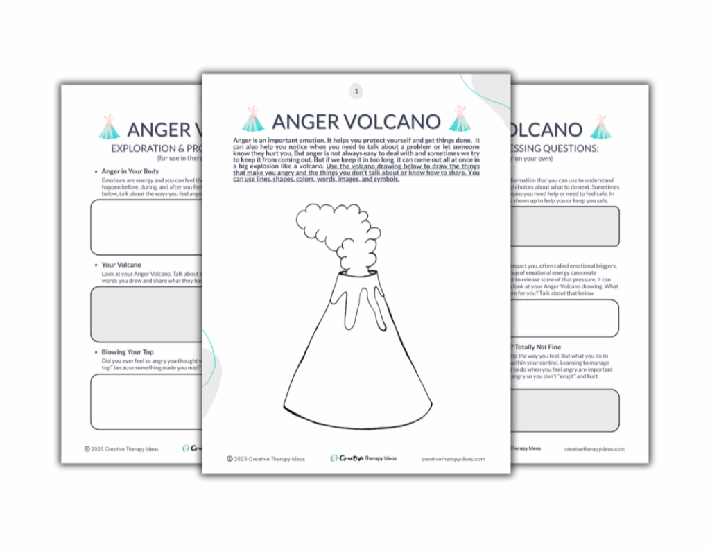 anger volcano art therapy for children art activity anger management therapy anger worksheet