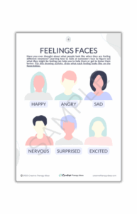 feelings faces art therapy worksheet