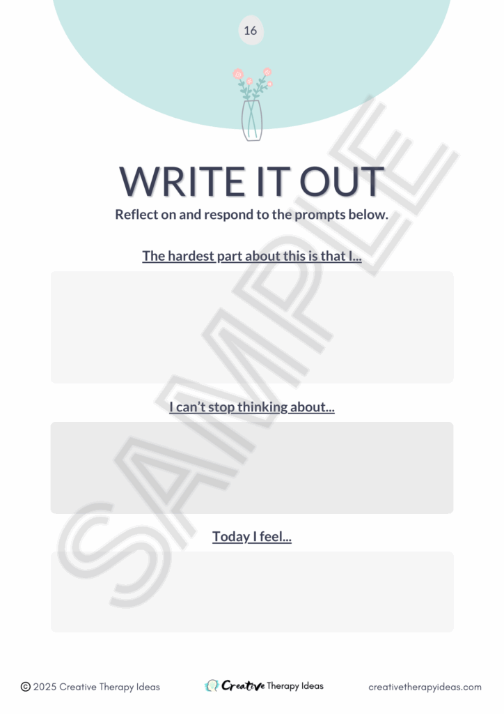 grief journal prompts grief workbook page