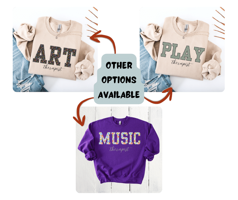 varsity letter therapist sweatshirt checkered print and floral print designs for therapist gifts music therapist gift and play therapist gift and art therapist gift sweatshirt