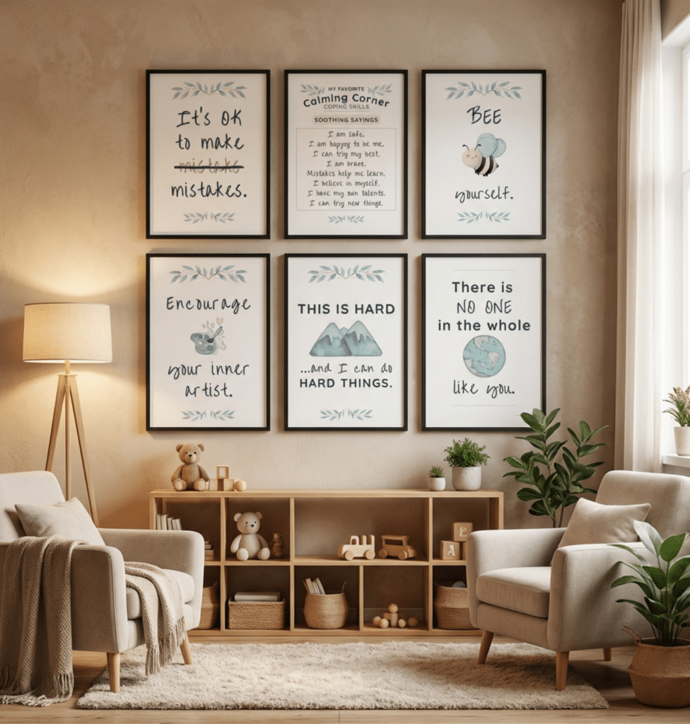 self esteem positive affirmations for kids printable calm down corner posters for emotion regulation and therapy