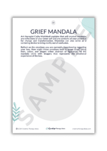 mandala art therapy activity for grief work printable worksheet for grief counselors and art therapists