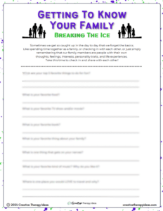 breaking the ice family therapy worksheet to build trust for family therapists
