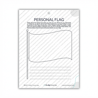 personal flag self-esteem activity for kids child therapy worksheet
